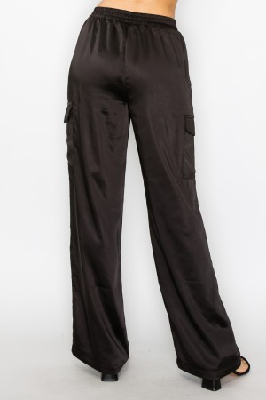 BP05717<br/>Elastic High Waist Cargo Pants